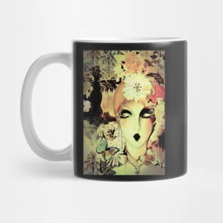 70s deco art print fashion dark floral Mug